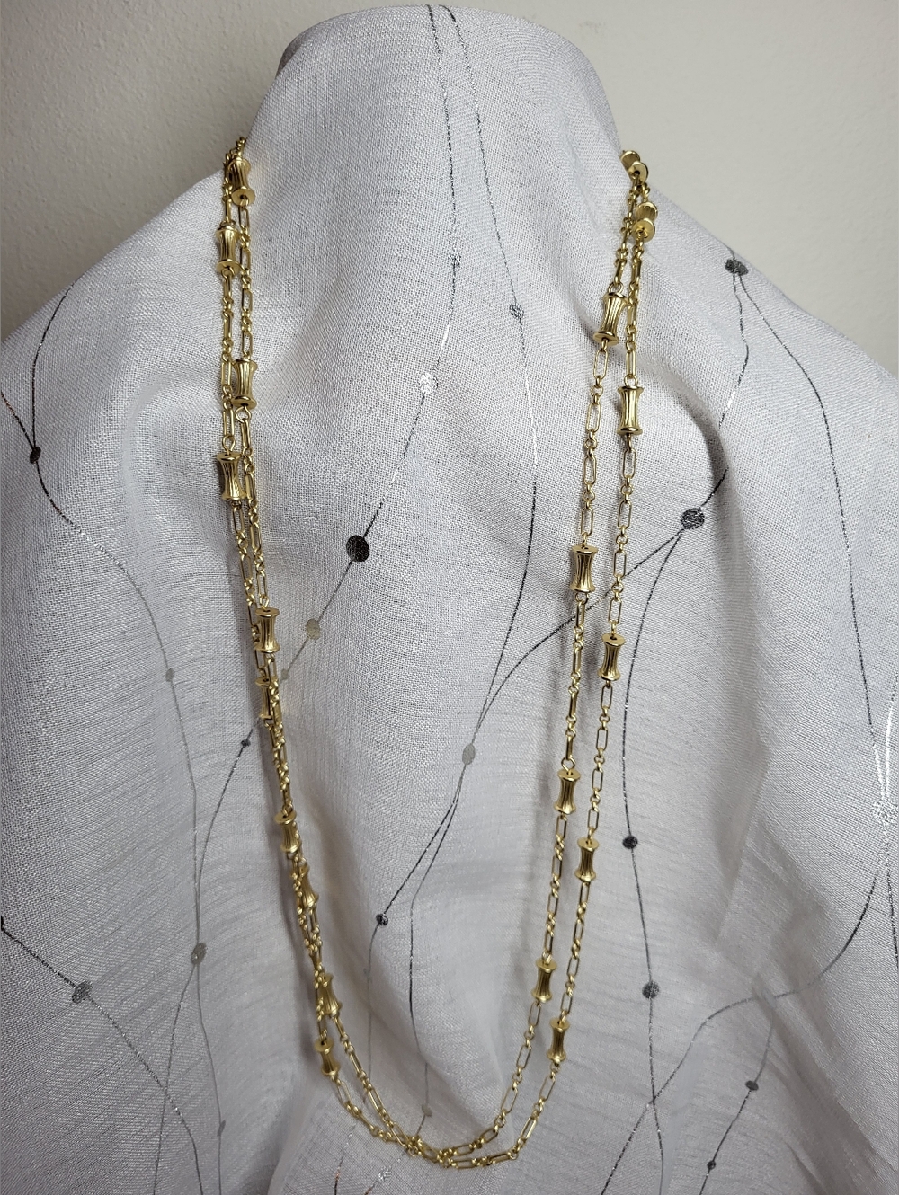 Patricia Nash Gold Tone Women's Double Strand Bamboo‎ Necklace Adjustable NWT